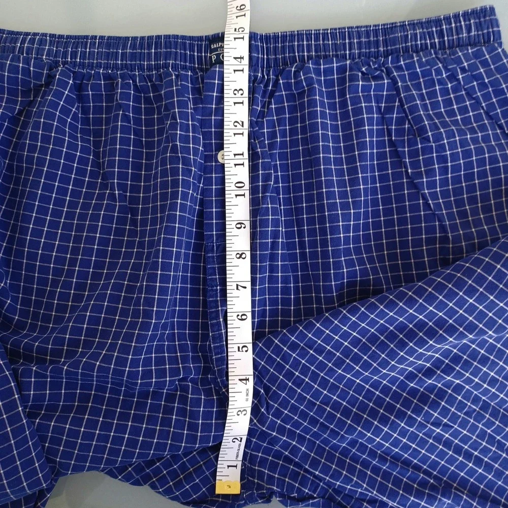 Polo Ralph Lauren Mens XL Blue White Windowpane Check Cotton Pajama Pants Lounge